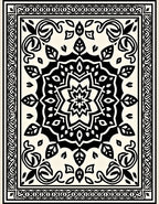 Monochromatic Mandala Floral Pattern Rug