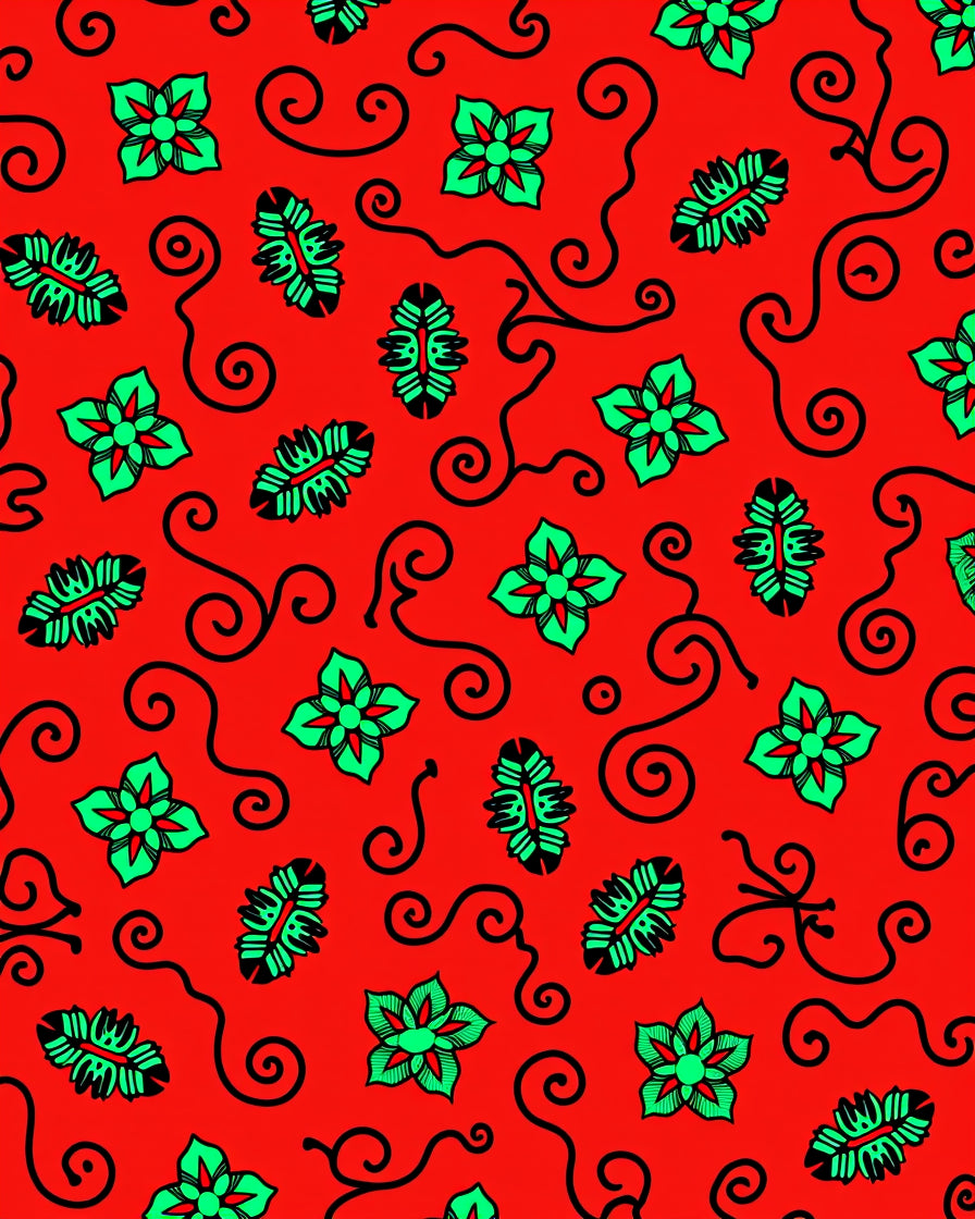 Bold Red Floral Swirls Rug