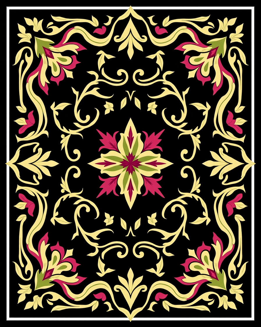 Vintage Floral Swirl Pattern Rug