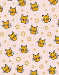 Whimsical Yellow Cat Star Pattern Rug