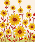 Yellow Floral Botanical Artwork Rug
