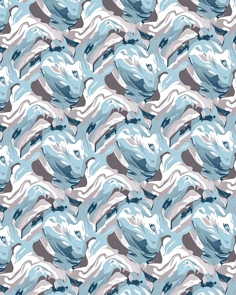 Swirled Blue, Gray, White Abstract Pattern Rug
