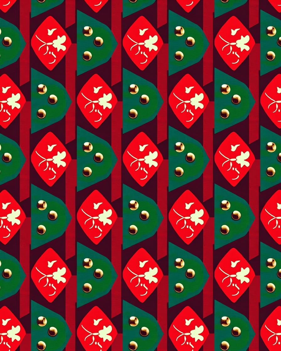 Festive Red Green Diamond Pattern Rug