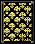 Golden Fan Motif Pattern Rug