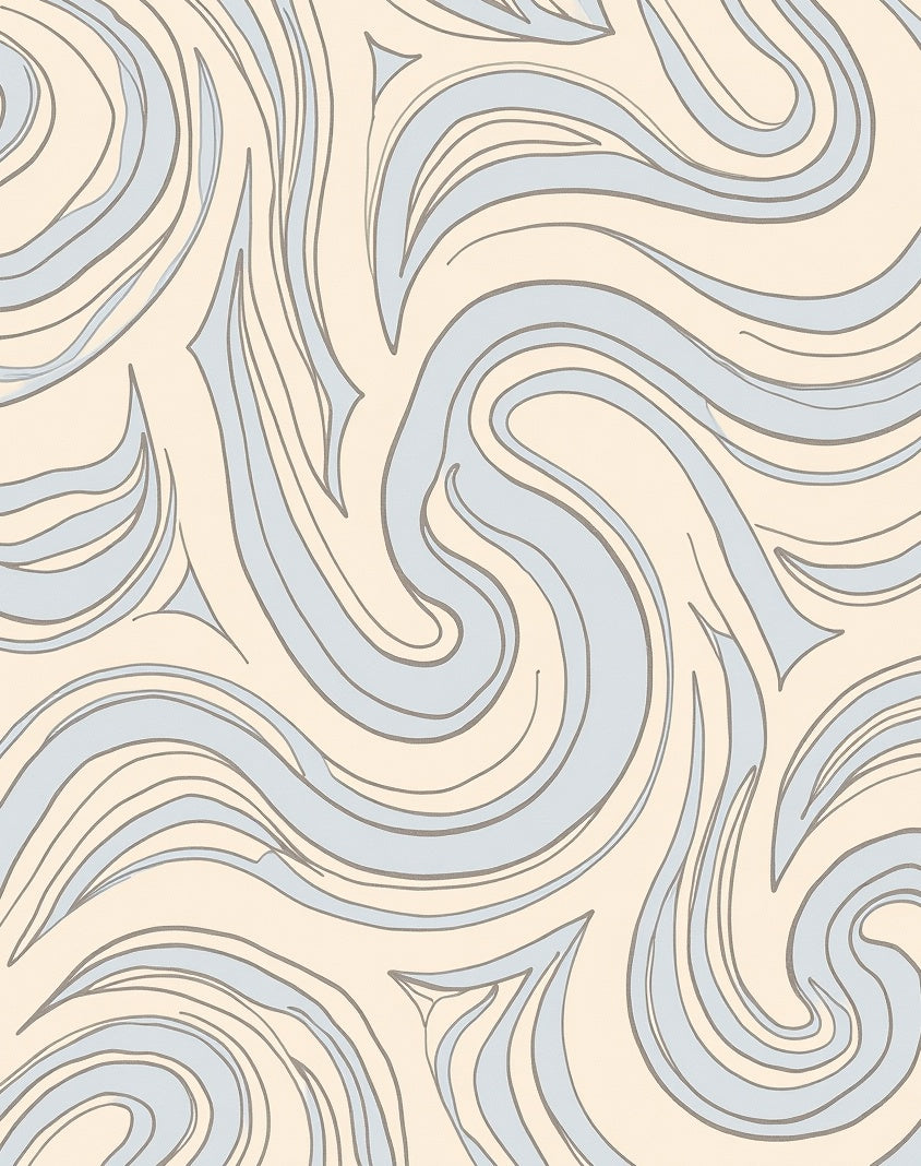 Flowing Waves Cream Sky Rug