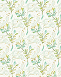 Soft Green Leafy Branch Pattern Rug