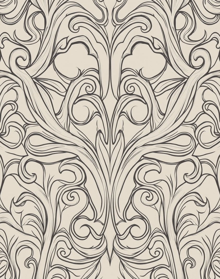 Antique Floral Scroll Pattern Rug