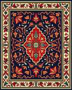 Rich Red Floral Vine Accent Rug