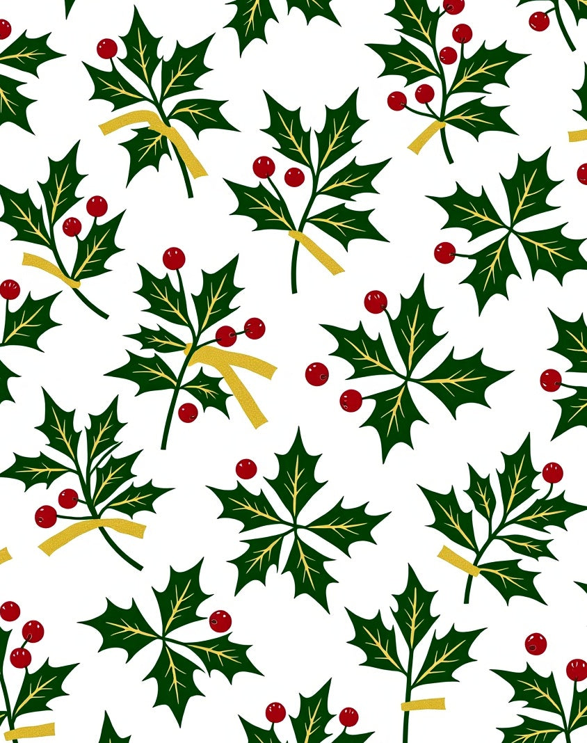 Holly Berry Branch Pattern Design Rug