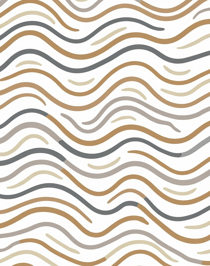 Modern Earthy Wave Pattern Rug