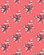 Pink Whimsical Blossom Branch Pattern Rug