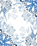 Blue Organic Leaf Pattern Rug