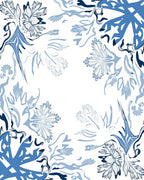 Blue Organic Leaf Pattern Rug