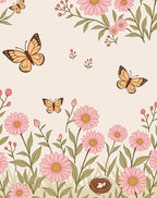 Whimsical Butterfly and Flower Garden Pattern Rug