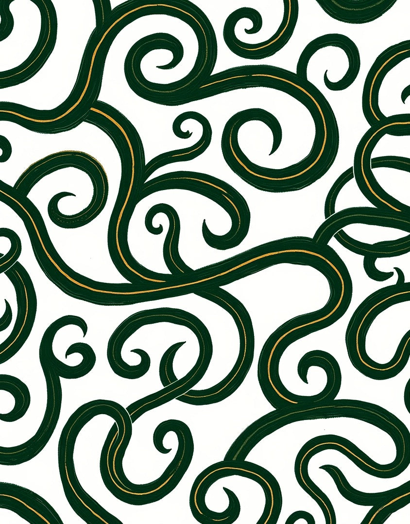 Elegant Scrollwork Green Gold Design Rug
