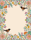 Whimsical Floral Birds Design Frame Rug