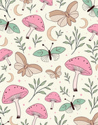 Whimsical Mushrooms Butterflies Moons Pattern Rug