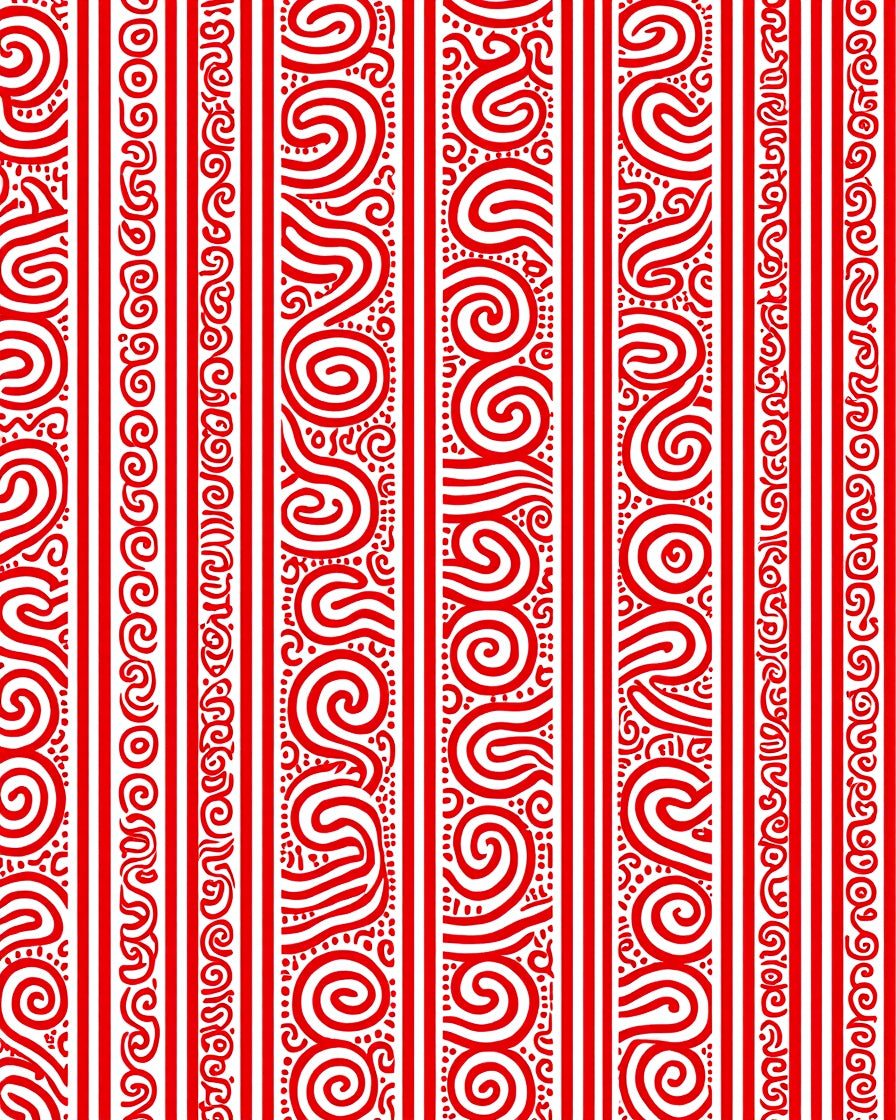 Red Stripe Organic Swirl Pattern Rug
