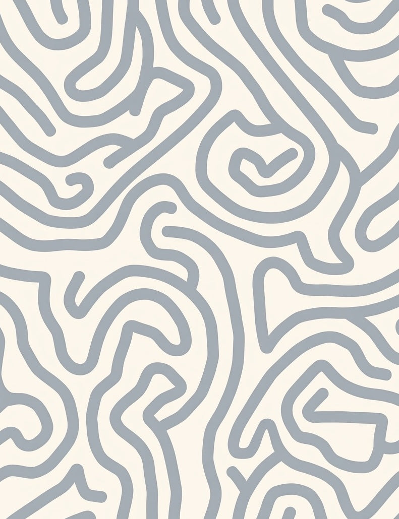 Curving Lines Abstract Gray Pattern Rug