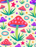 Psychedelic Mushroom Star Pattern Design Rug