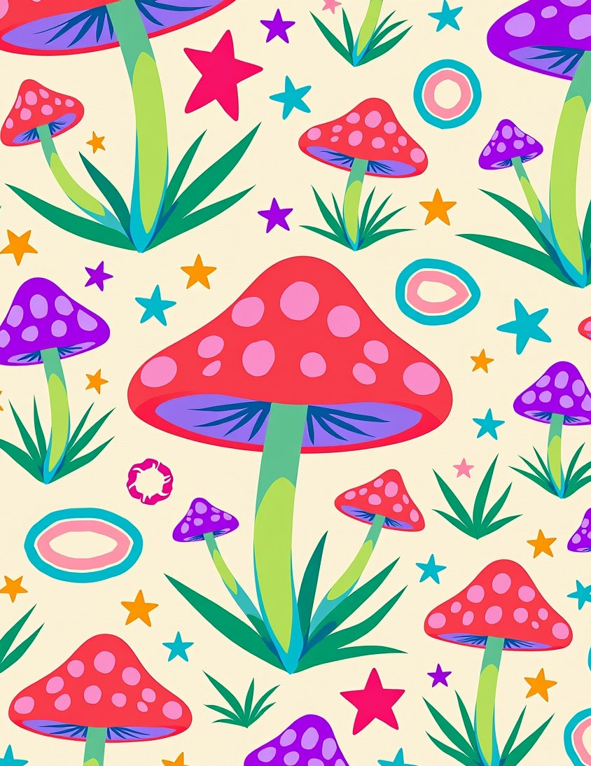 Psychedelic Mushroom Star Pattern Design Rug