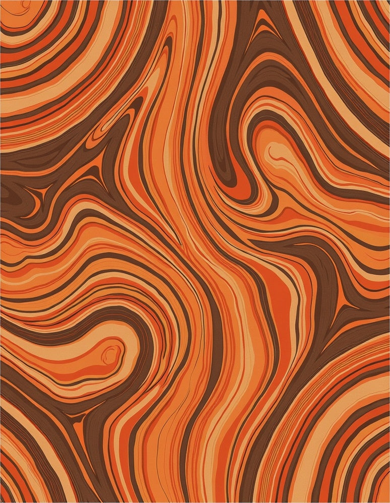 Orange Brown Swirling Waves Rug