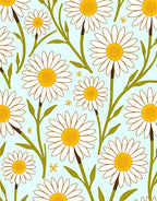 Daisies Pattern With Green Stems Rug