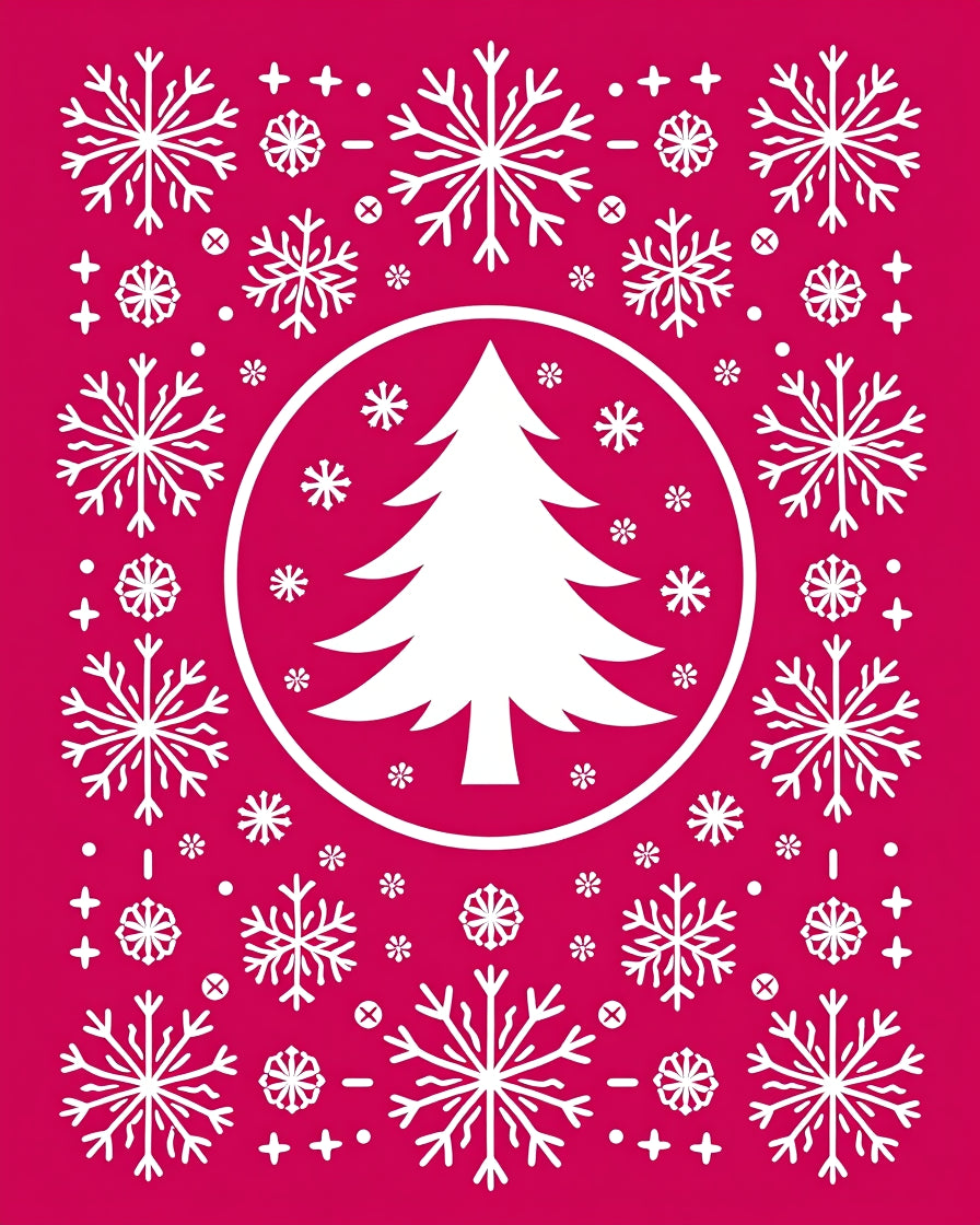 Festive Snowflake Tree Pattern Rug