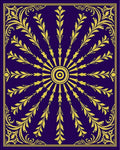 Golden Sunburst Floral Emblem Rug