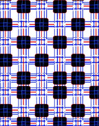 Crimson Blue White Grid Squares Rug