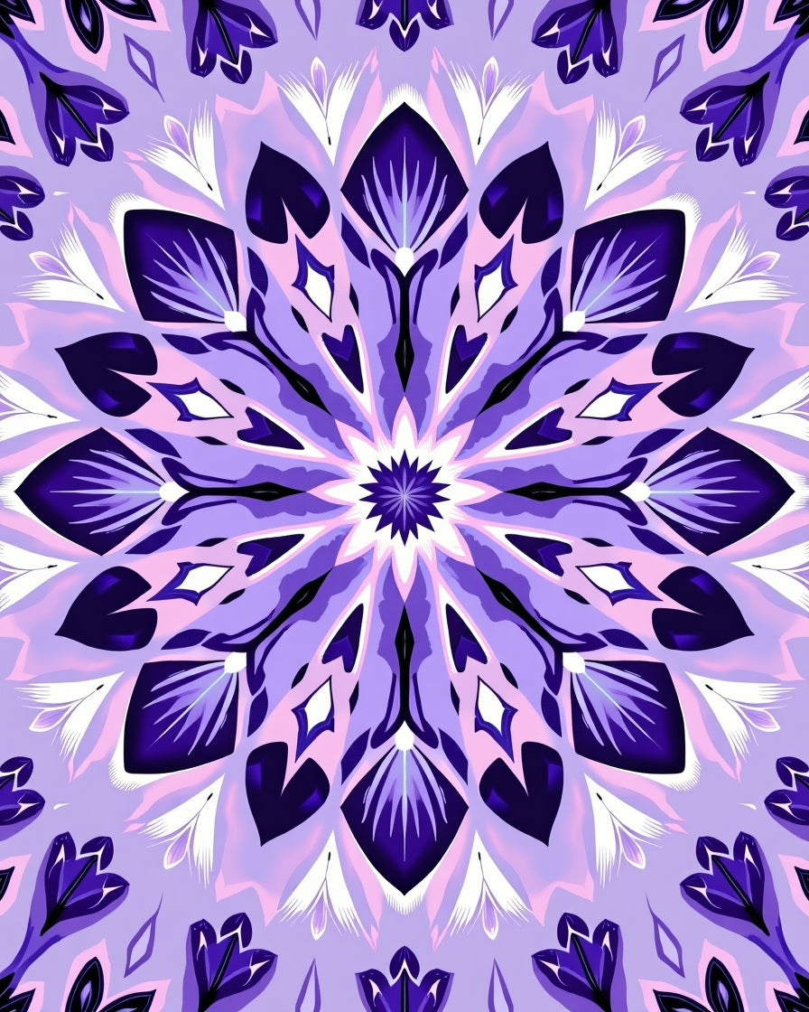 Purple Floral Mandala Pattern Rug