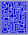 Bold Blue White Maze Pattern Rug