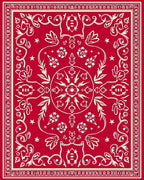 Ornate Floral Red Ivory Classic Pattern Rug