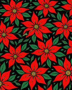 Vibrant Red Flower Leaf Pattern Rug