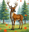Forest Deer Autumn Leaves Rug