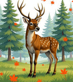 Forest Deer Autumn Leaves Rug