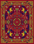 Regal Red and Yellow Floral Design Rug