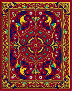 Regal Red and Yellow Floral Design Rug