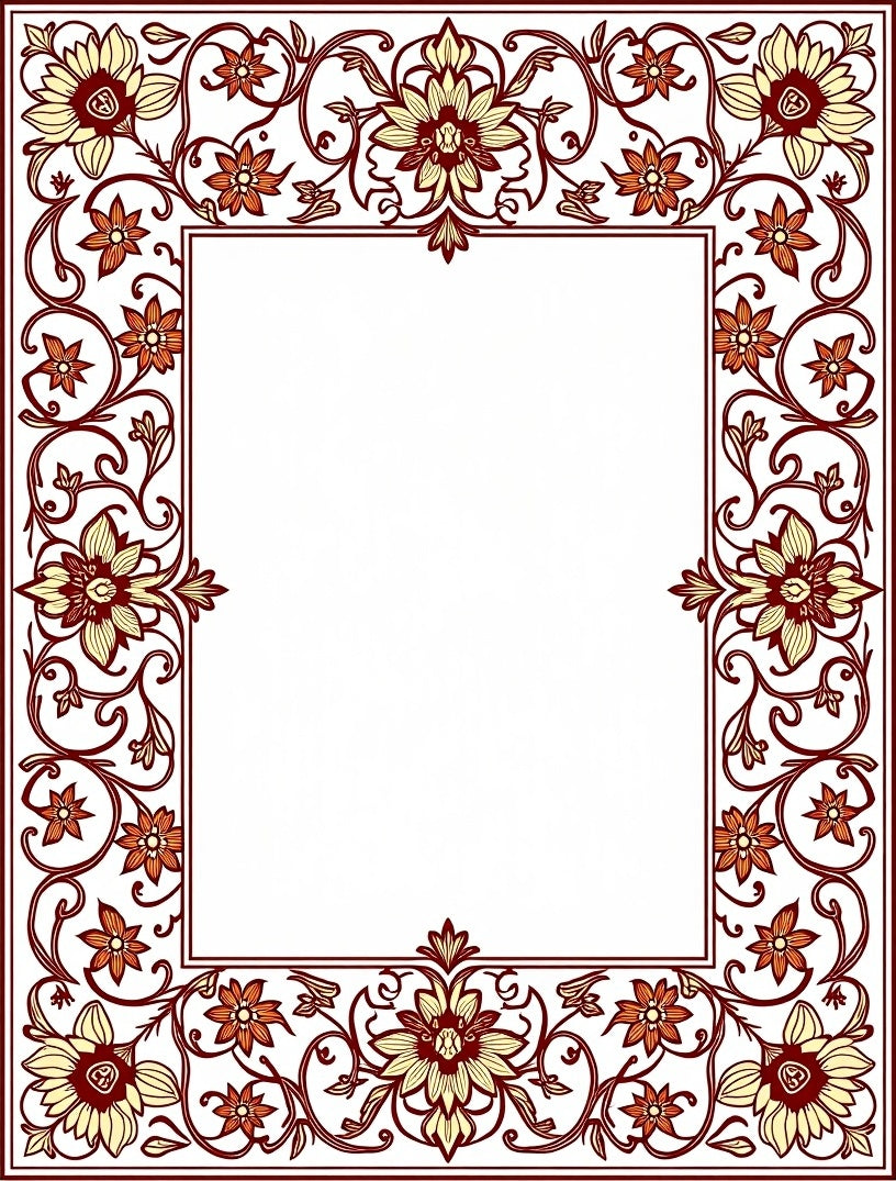 Ornate Floral Scrollwork Design Rug