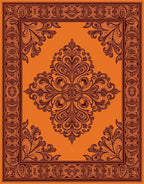 Warm Orange Ornamental Scrollwork Rug