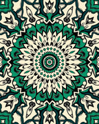 Emerald Green Mandala Pattern Rug