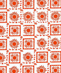 Orange Sunburst Square Pattern Rug