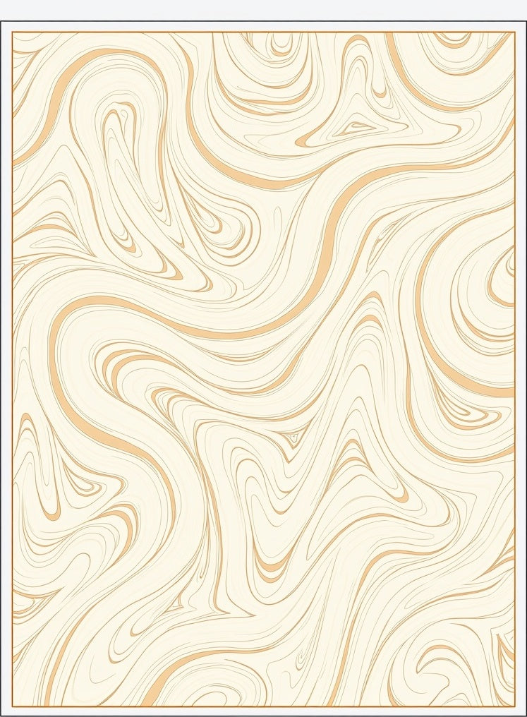 Cream and Gold Swirl Abstraction Rug