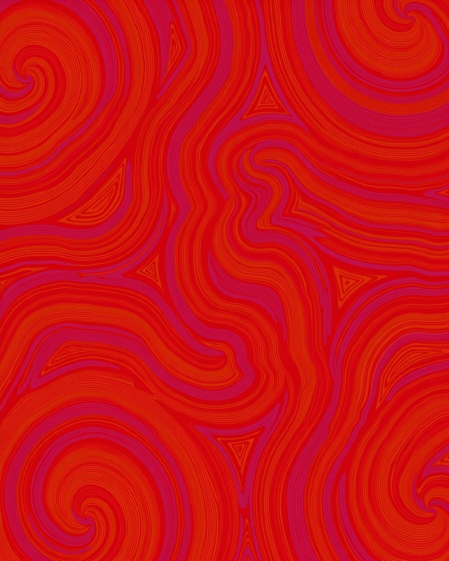 Vibrant Red Swirl Geometric Pattern Rug