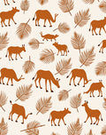Safari Animals Palm Leaves Pattern Rug