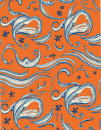 Orange Swirls Floral Abstract Design Rug