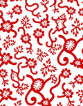 Red Vine Floral Abstract Pattern Rug