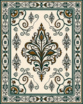 Ornate Floral Scrollwork Border Design Rug