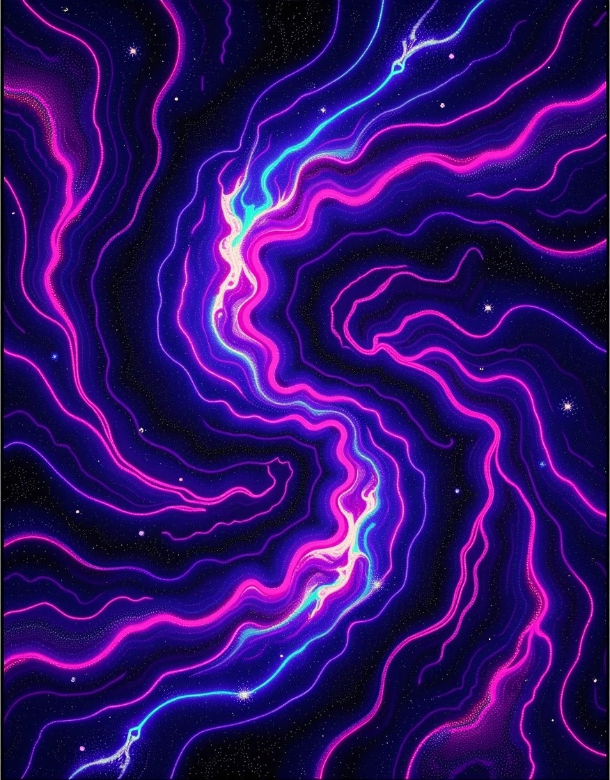 Vibrant Neon Swirl Galaxy Design Rug