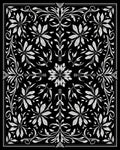 Ornate Black White Floral Scrollwork Rug